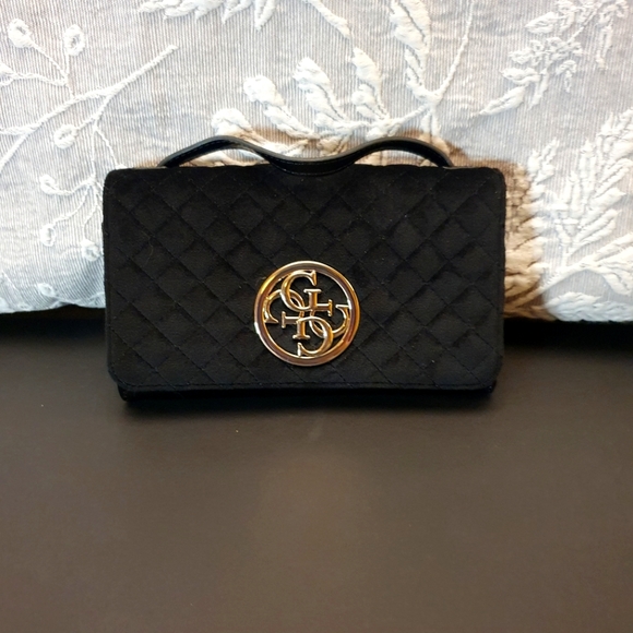 Like-New Guess Handheld / Crossbody Black Suede Bag - Picture 3 of 9